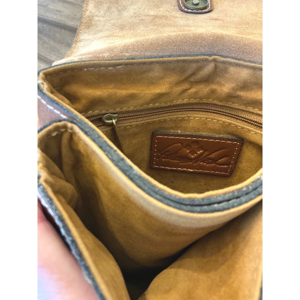 Patricia Nash Balluri Tooled Leather Crossbody Bag Cognac Floral Embossed Brown - Picture 4 of 15